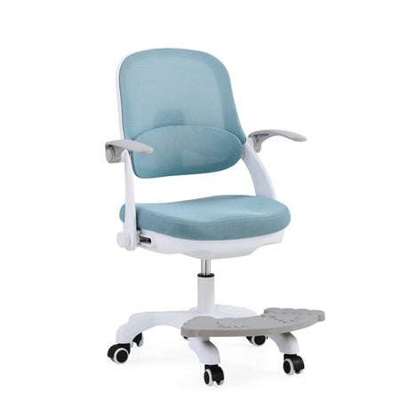 Drejestol til børn Kiddy Smart Step i blå med hvidt stel og integreret fodstøtte fra hjh OFFICE