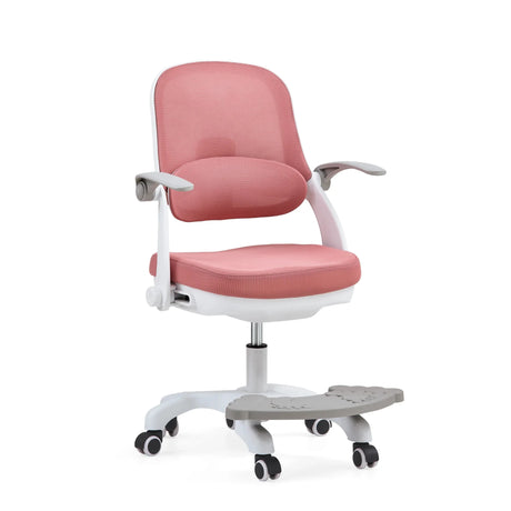 Drejestol til børn Kiddy Smart Step i rosa med hvidt stel og integreret fodstøtte fra hjh OFFICE