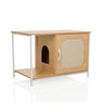 Kattehus KITTYHOME 1 i bøg-look med hvidt metalstel og integreret soveplads fra hjh LIVING