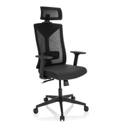 Professionel kontorstol KODIAK i sort med netryg, nakkestøtte og armlæn fra hjh OFFICE