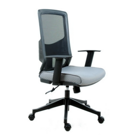 Professionel kontorstol LAVITA i sort og grå med netryglæn og armlæn fra hjh OFFICE