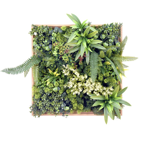 Grøn Plantemåtte LEAFLUXE WALL 1 med forskellige kunstige blade og bregner fra hjh LIVING