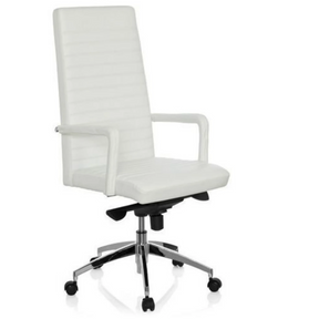 Hvid Professionel chefstol LENGA med quiltet polstring og forkromet fodkryds fra hjh OFFICE