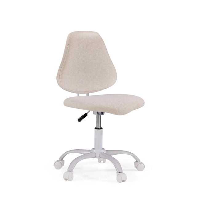 Beige Lumikid drejestol til børn med hvidt fodkryds og fem hjul fra hjh OFFICE