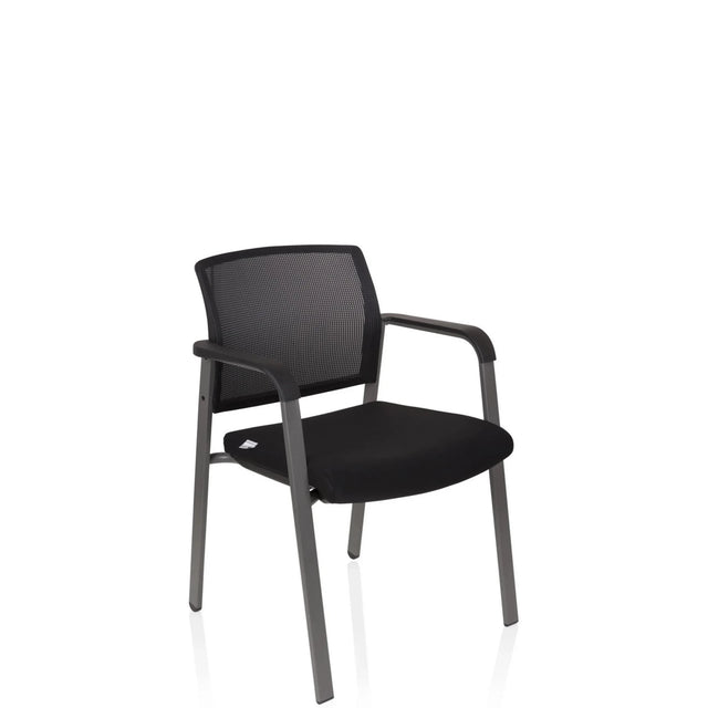 Sort stol med fire ben MEET med netryglæn og armlæn fra hjh OFFICE