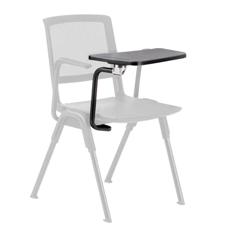 Sort skriveplade MEET WA med stabile metalbeslag på en stol fra hjh OFFICE