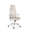 Home Office kontorstol MIKEO W i beige stofbetræk med nakkestøtte og hvide armlæn fra hjh OFFICE