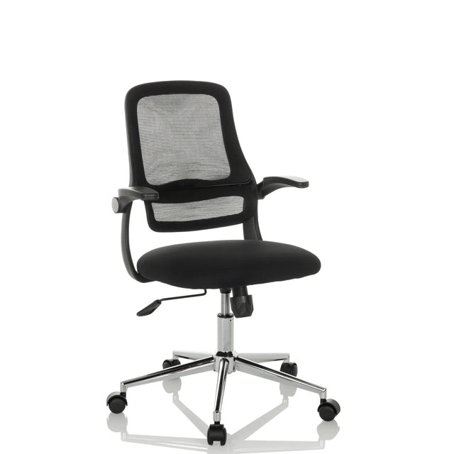 Sort Home Office kontorstol MIKO B ECO med netryglæn og blankt fodkryds fra hjh OFFICE