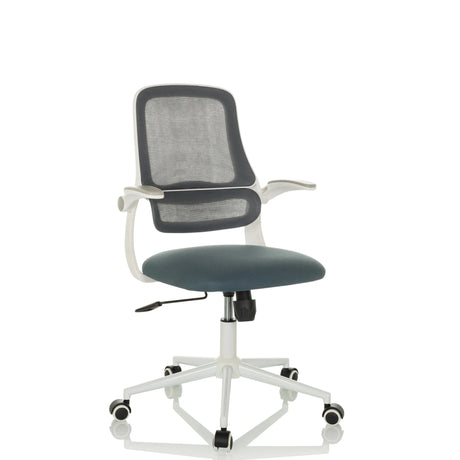 Home Office kontorstol MIKO W ECO med grå netryglæn og hvidt stel fra hjh OFFICE