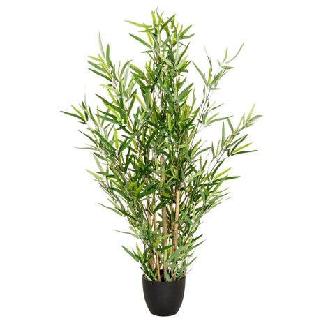 Kunstige plante MINI BAMBUS med grønne bambusblade i en sort potte fra hjh OFFICE