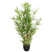 Kunstige plante MINI BAMBUS med grønne bambusblade i en sort potte fra hjh OFFICE