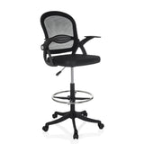 Sort Diskstol Naluro Work med netryglæn, fodring og hjul fra hjh OFFICE