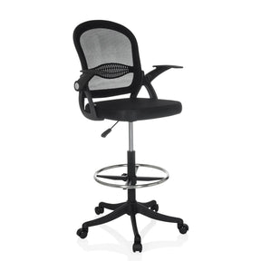 Sort Diskstol Naluro Work med netryglæn, fodring og hjul fra hjh OFFICE
