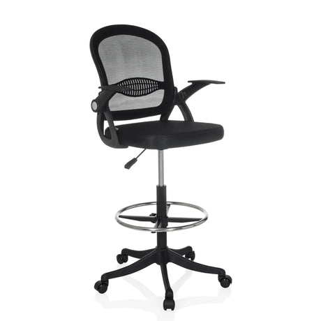 Sort Diskstol Naluro Work med netryglæn, fodring og hjul fra hjh OFFICE