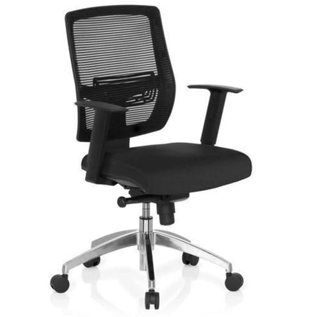 Professionel kontorstol NET 90 i sort med netryglæn og sølvfarvet fodkryds fra hjh OFFICE
