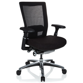 High End kontorstol NOVA PRO ALU i sort med netryglæn og blankt fodkryds fra hjh OFFICE