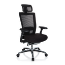 High End kontorstol NOVA PRO I i sort med netryglæn, nakkestøtte og blankt fodkryds fra hjh OFFICE