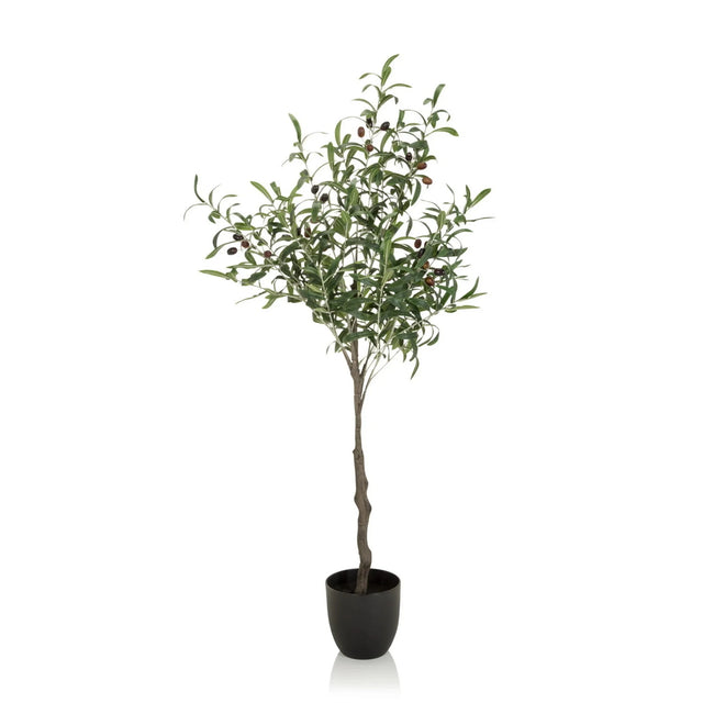 Grøn Kunstige plante OLIVE formet som et oliventræ med sort krukke fra hjh OFFICE