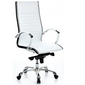 Professionel chefstol PARMA 20 i cremehvid med vandrette syninger og kromstel fra hjh OFFICE