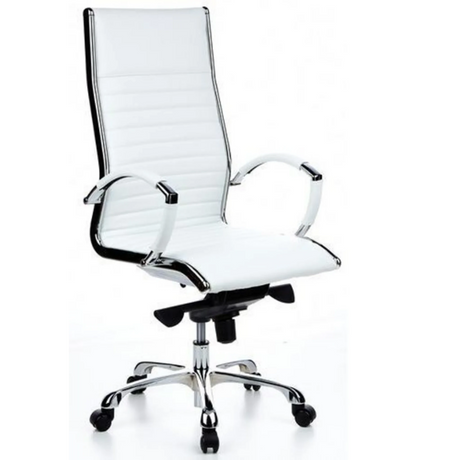 Professionel chefstol PARMA 20 i cremehvid med vandrette syninger og kromstel fra hjh OFFICE