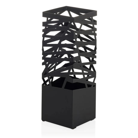 Sort paraplyholder PLUVARIS med geometrisk gittermønster i den øverste del fra hjh LIVING