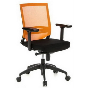 Professionel kontorstol PORTO BASE i sort og orange med netryglæn og armlæn fra hjh OFFICE