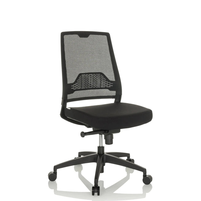 Professionel kontorstol PORTO ECO I i sort med netryglæn og polstret sæde fra hjh OFFICE