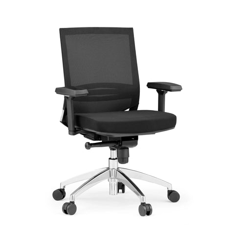 Professionel kontorstol PORTO PRO i sort med netryglæn og blankt fodkryds fra hjh OFFICE