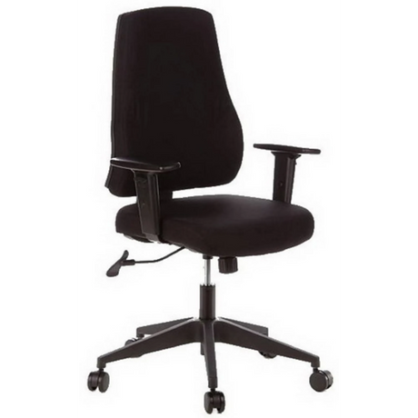 Sort Professionel kontorstol PRO-TEC 100 med armlæn og stjernefod med hjul fra hjh OFFICE