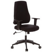 Sort Professionel kontorstol PRO-TEC 100 med armlæn og stjernefod med hjul fra hjh OFFICE