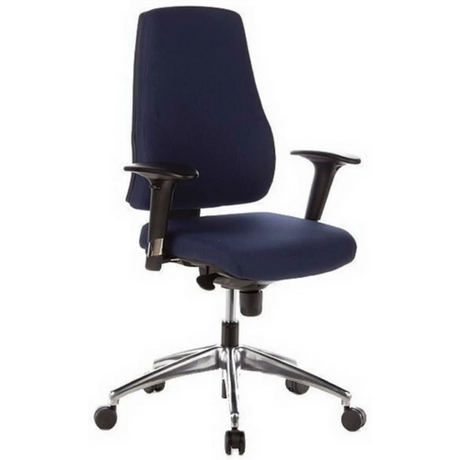 Professionel kontorstol PRO-TEC 200 med mørkeblåt betræk, armlæn og stjernefod af metal fra hjh OFFICE