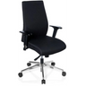 Professionel kontorstol PRO-TEC 250 i sort med armlæn og sølvfarvet stjernefod med hjul fra hjh OFFICE