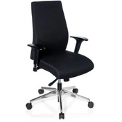 Professionel kontorstol PRO-TEC 250 i sort med armlæn og sølvfarvet stjernefod med hjul fra hjh OFFICE