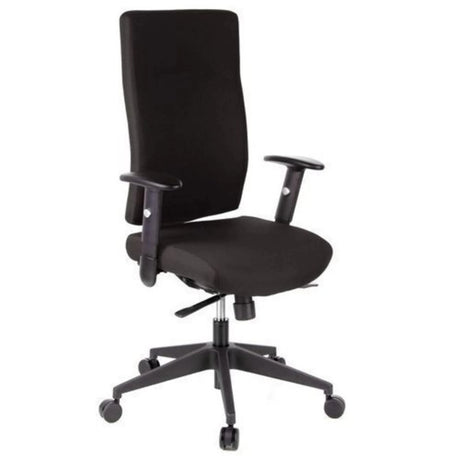 Sort Professionel kontorstol PRO-TEC 300 med højt ryglæn og armlæn på hjul fra hjh OFFICE