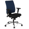 Professionel kontorstol PRO-TEC 350 i blå og sort med armlæn og aluminiumsfodkryds fra hjh OFFICE