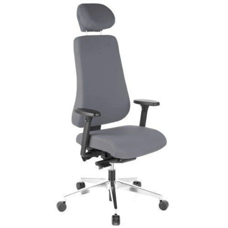 Professionel kontorstol PRO-TEC 400 i antracitgråt stofbetræk med nakkestøtte og armlæn fra hjh OFFICE