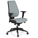 Profi-Bürostuhl PRO-TEC 500 mit grauer Polsterung, schwarzen Armlehnen und Rollenkreuz von hjh OFFICE