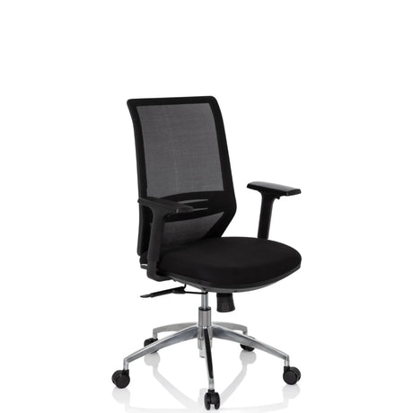 Sort Professionel kontorstol PROFONDO med netryglæn og poleret fodkryds fra hjh OFFICE