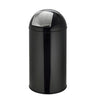 Sort Papirkurv PUSH 50L med blank overflade og sølvfarvet tryklåg fra hjh OFFICE
