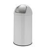 Hvid Papirkurv PUSH 50L med blank overflade og sølvfarvet push-låg fra hjh OFFICE