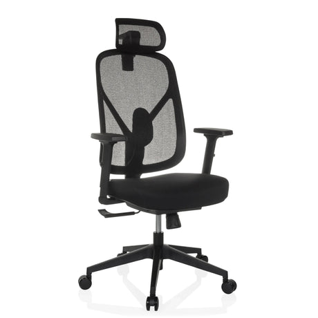 Sort Professionel kontorstol RALOO ECO med netryglæn, nakkestøtte og armlæn fra hjh OFFICE