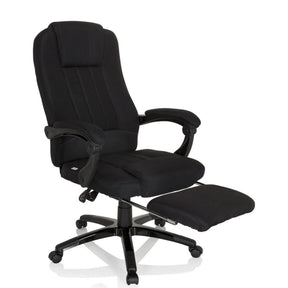 Sort Home Office chefstol RELAX CL190 med integreret fodstøtte og armlæn fra MyBuero