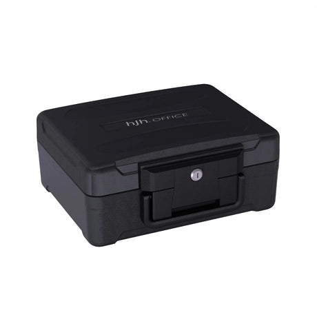 Sort Pengeskab Safe Compact Slim med robust kabinet og en lås fra hjh OFFICE