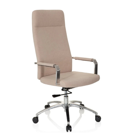 Home Office kontorstol SARANTO PLUS I med beige stofbetræk og blankt fodkryds fra hjh OFFICE