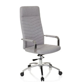 Home Office kontorstol SARANTO PLUS i lysegrå med quiltet ryglæn og aluminiumsfodkryds fra hjh OFFICE