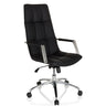 Sort læder Home Office chefstol SARANTO PRO med syninger og aluminiumsfodkryds fra hjh OFFICE