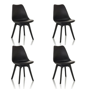 Fire sorte skalstole SCANDI P med minimalistisk design og fire ben fra hjh OFFICE