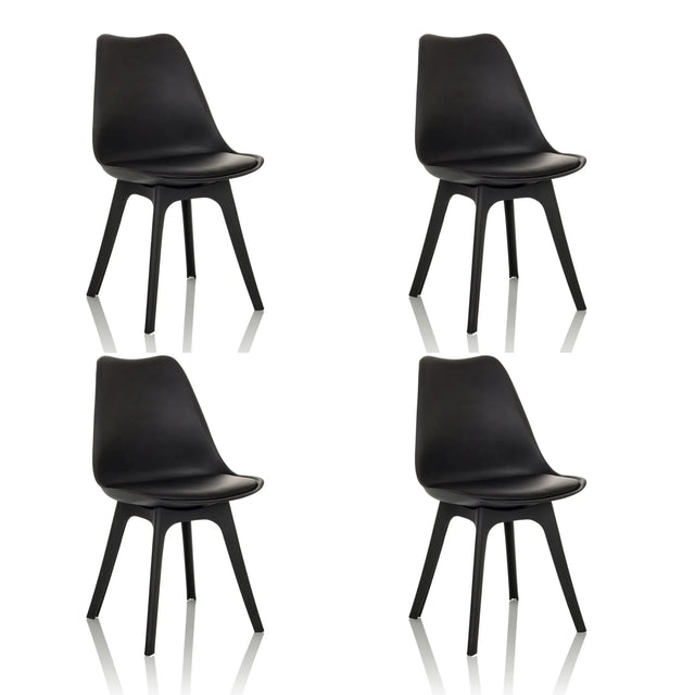 Fire sorte skalstole SCANDI P med minimalistisk design og fire ben fra hjh OFFICE