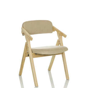 Beige klapstol SCANDIO med lyst træstel og polstret sæde fra hjh OFFICE