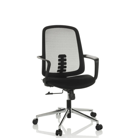 Sort Home Office kontorstol SEDIOLO B med netryglæn og blankt fodkryds fra hjh OFFICE